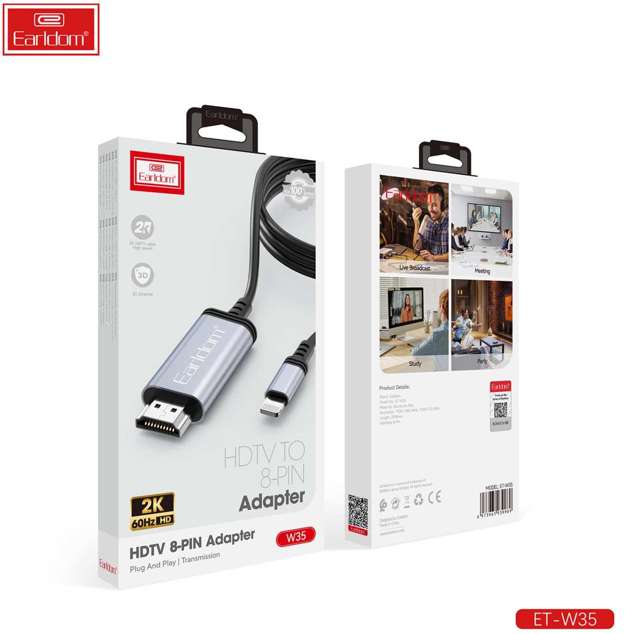 کابل لایتنینگ به HDMI دو متری Earldom W35