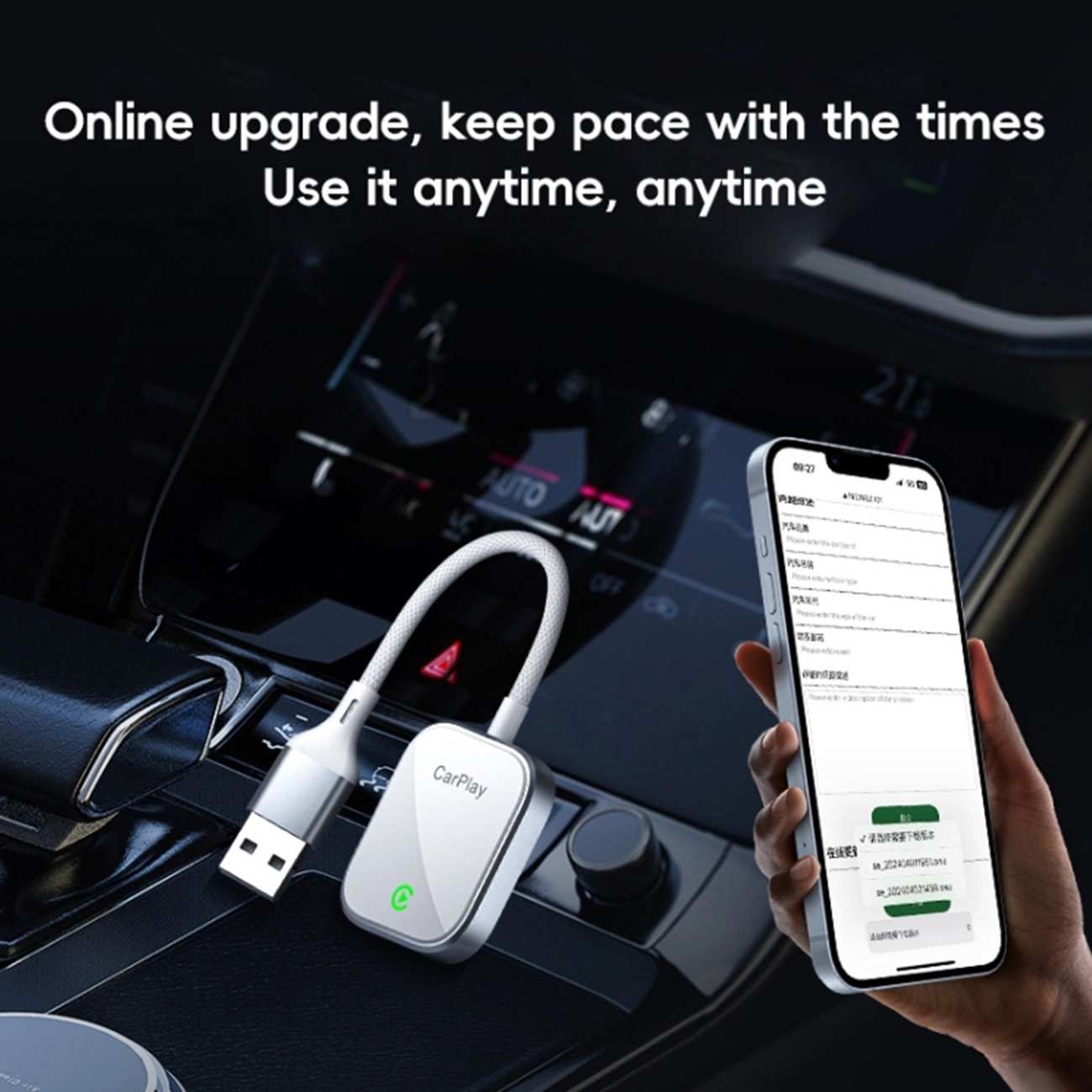 دانگل وایرلس اپل CarPlay و Android Auto یو اس بی ارلدام CP03 با دانگل تایپ سی