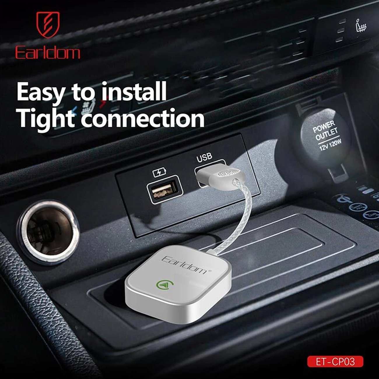 دانگل وایرلس اپل CarPlay و Android Auto یو اس بی ارلدام CP03 با دانگل تایپ سی