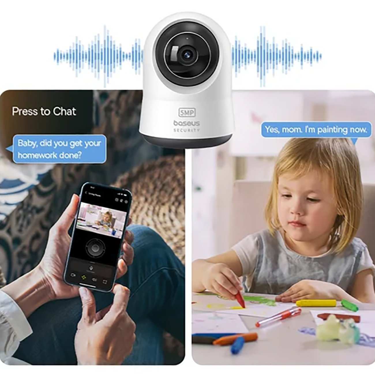دوربین نظارتی هوشمند 3K بیسوس P1 Pro با چرخش 360 رجه