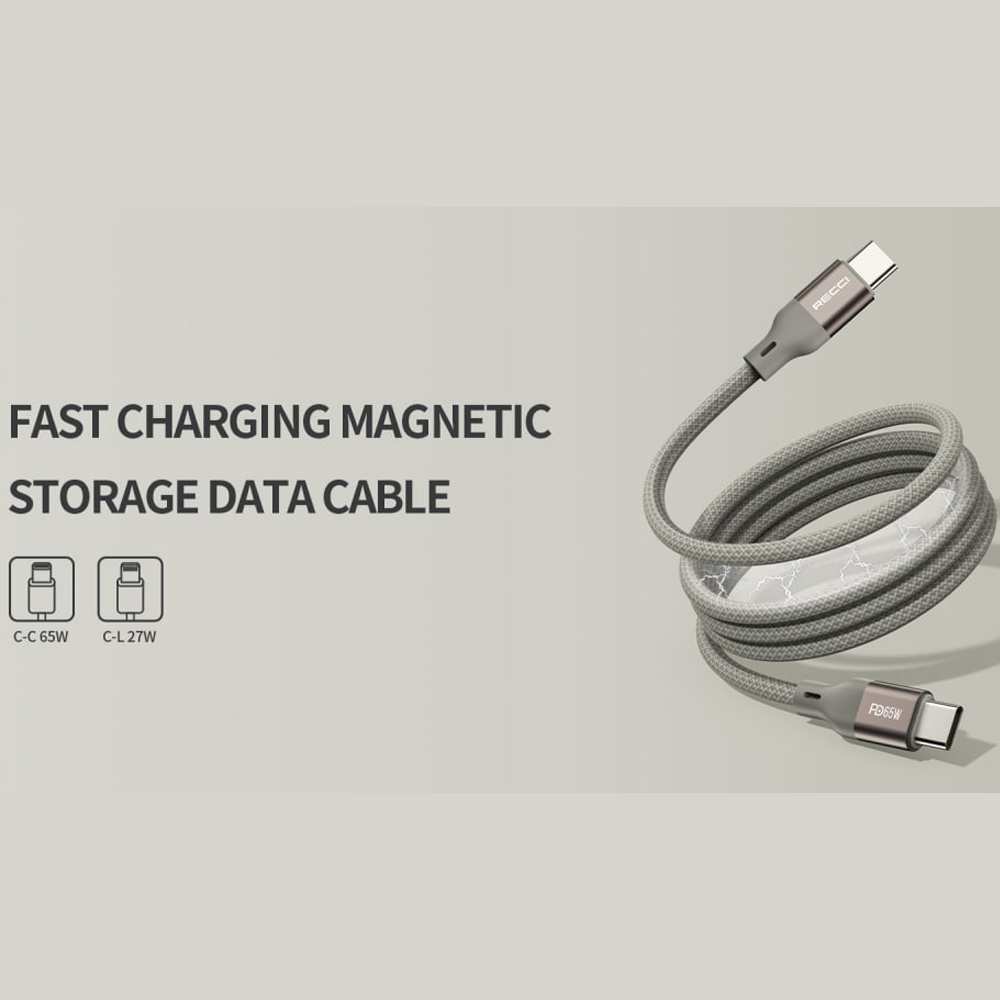 کابل تایپ سی به تایپ سی مگنتی 65 وات 100 سانتیمتری رسی RS23CC