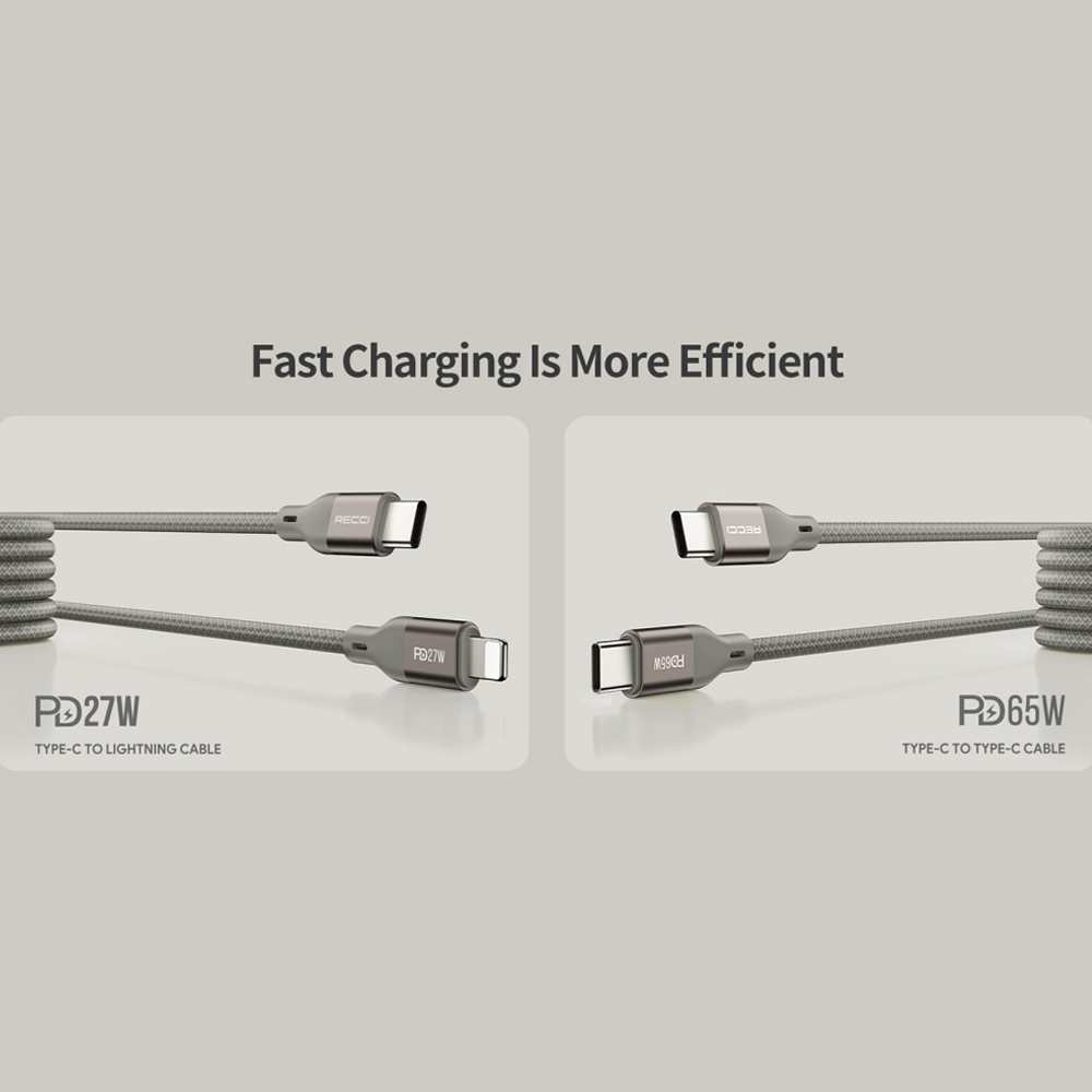 کابل تایپ سی به تایپ سی مگنتی 65 وات 100 سانتیمتری رسی RS23CC