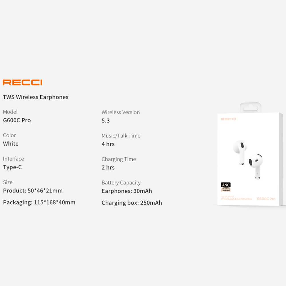 هندزفری بلوتوثی 5.3 رسی G600C Pro