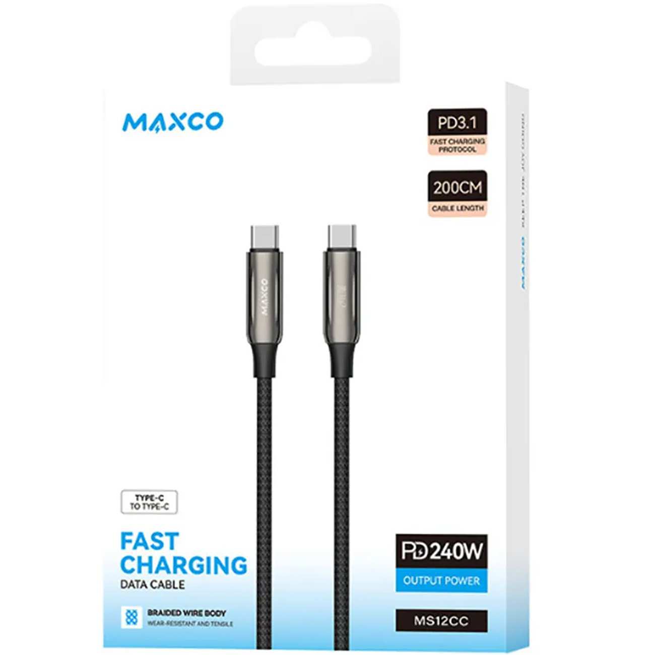 کابل شارژ سریع تایپ سی به تایپ سی 2 متری 240 وات مومکس MS12CC