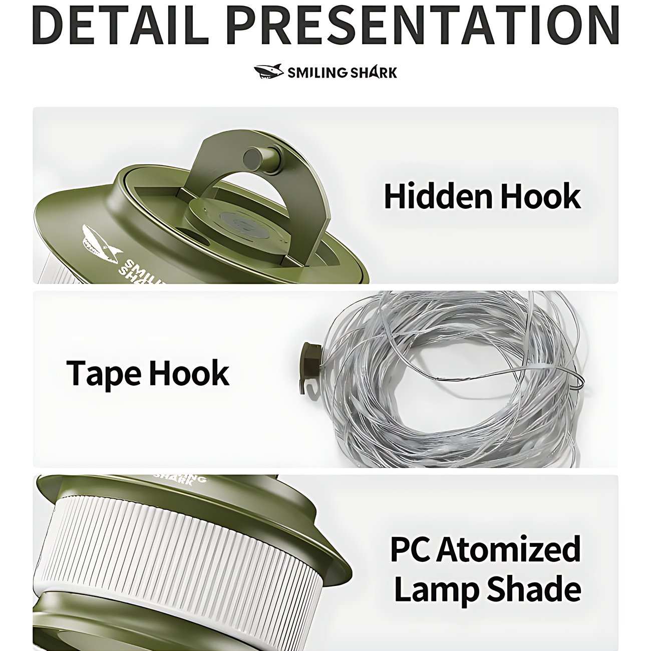 لامپ شارژی و چراغ کمپینگ ریسه ای 20 متری ضدآب اسمایلینگ شارک LY-8285