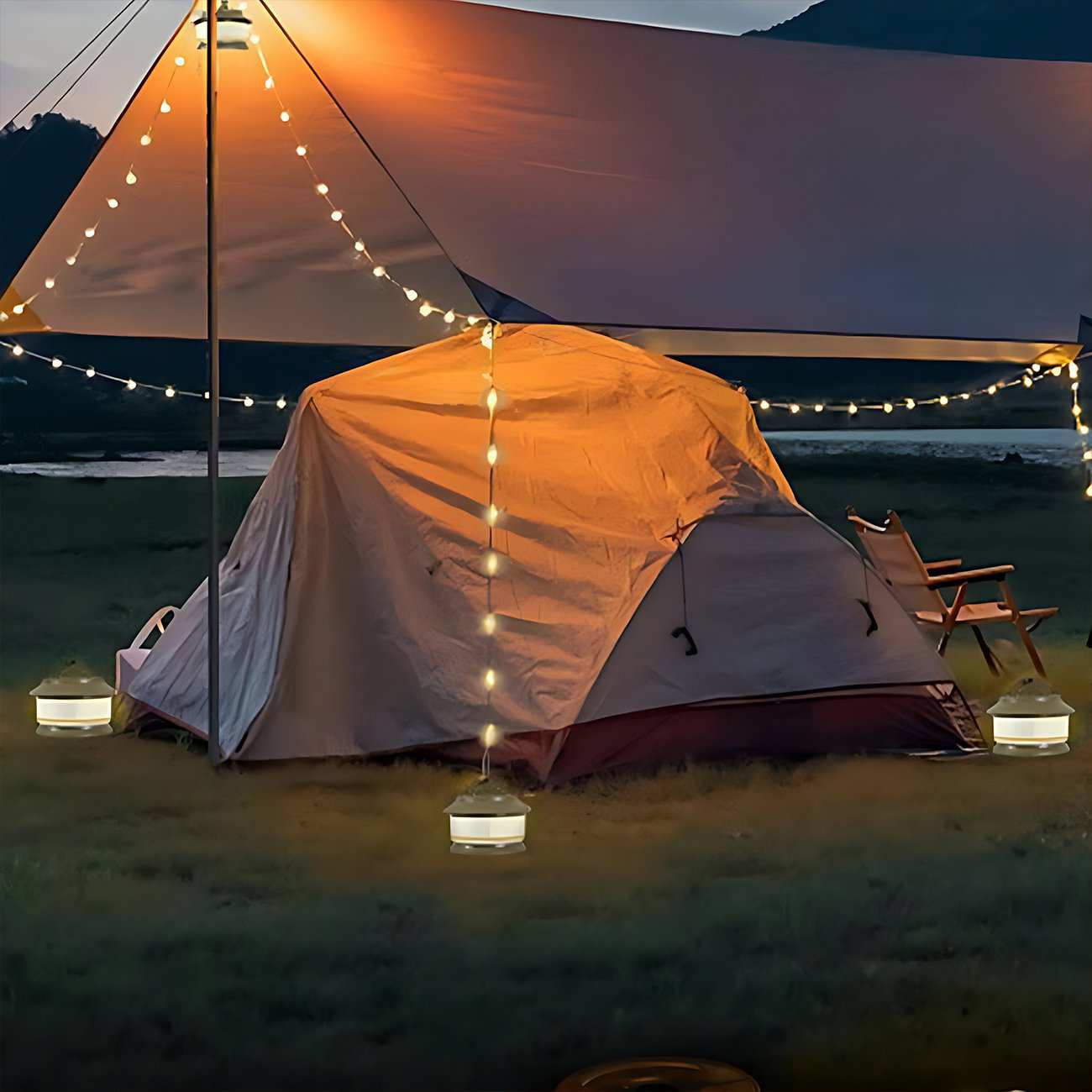 لامپ شارژی و چراغ کمپینگ ریسه ای 20 متری ضدآب اسمایلینگ شارک LY-8285