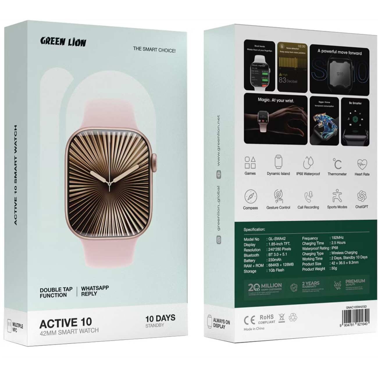 ساعت هوشمند اکتیو سری 10 گرین Green Lion GNAC10SW GL-SWA