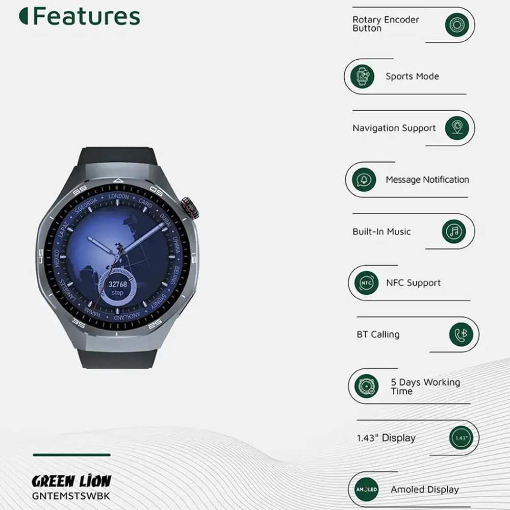 ساعت هوشمند ضدآب گرین لاین GNTEMSTSWBK