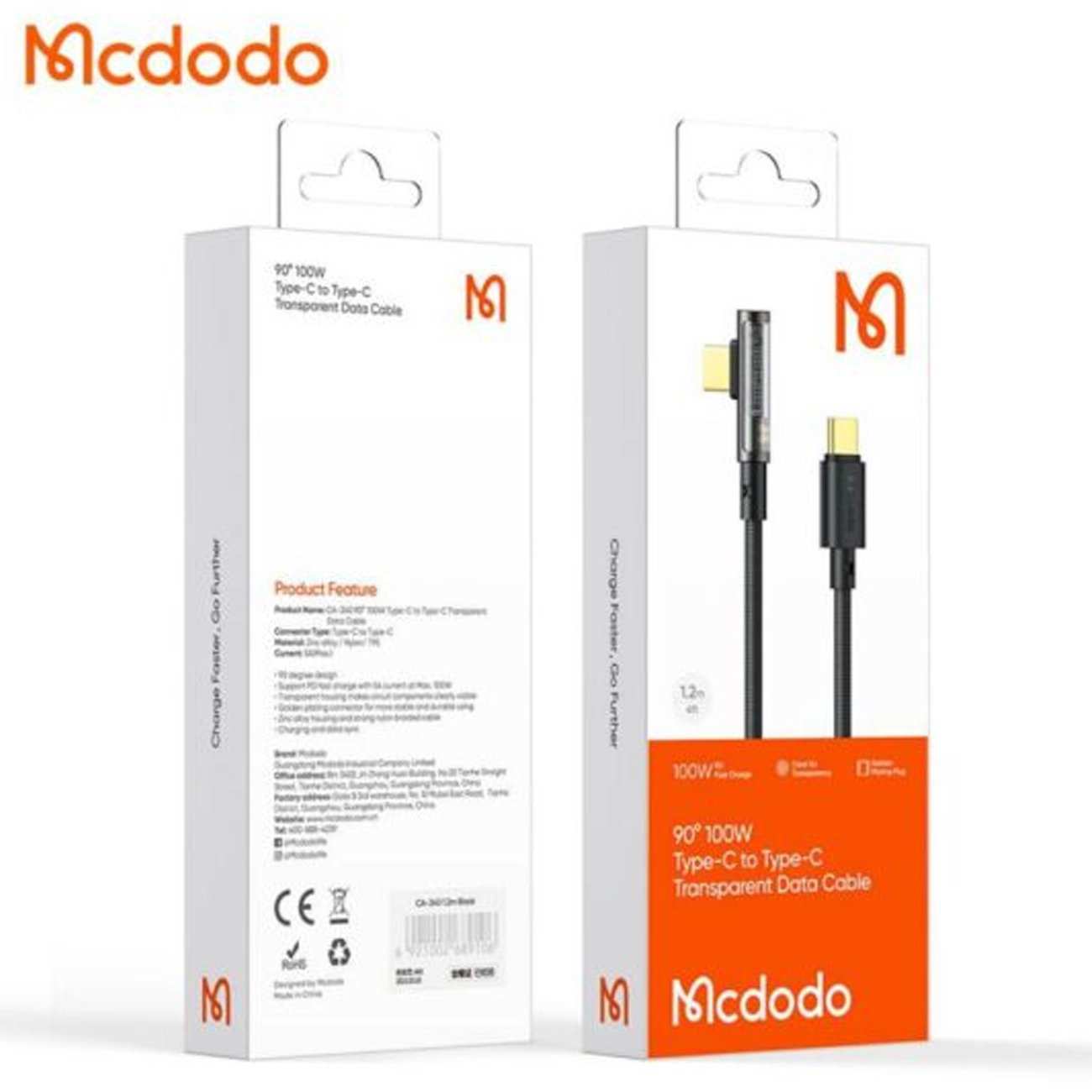 کابل شارژ تایپ سی به تایپ سی 100 واتی مک دودو CA-3400