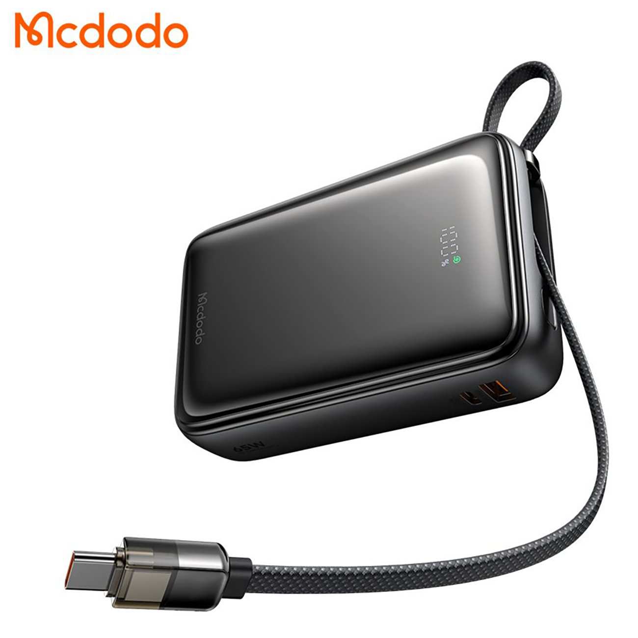 پاوربانک 20000 یواسبی و تایپسی 65 وات مک دودو MC-6370 با کابل متصل