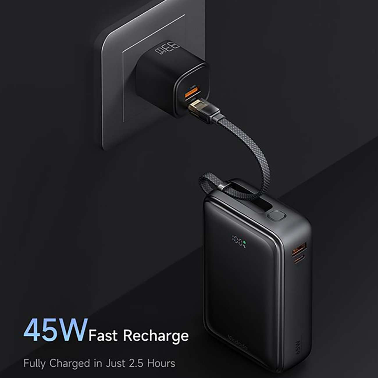 پاوربانک 20000 یواسبی و تایپسی 65 وات مک دودو MC-6370 با کابل متصل