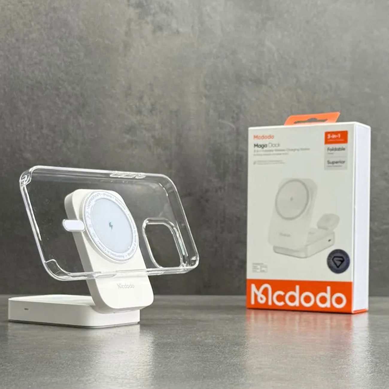 استند و شارژر وایرلس گوشی، ایرپاد و اپلواچ چندکاره 15 وات مکدودو CH-5090