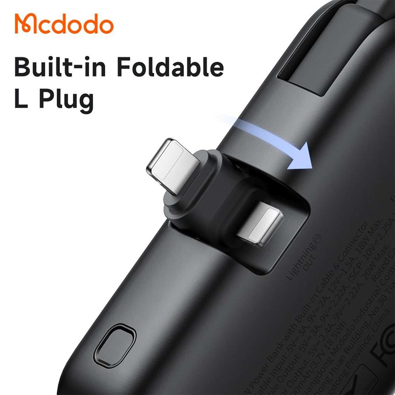 پاوربانک 5000 لایتنینگ و تایپ سی 22.5 وات مک دودو MC-7800