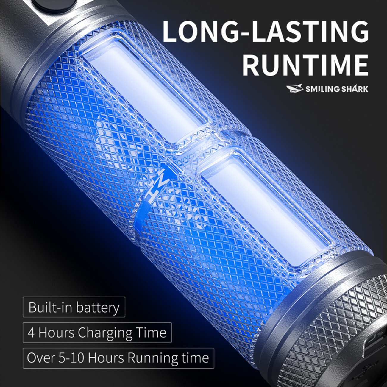 چراغ قوه دیجیتالی شارژی ضدآب و پاوربانک اسمایلینگ شارک SD-5299