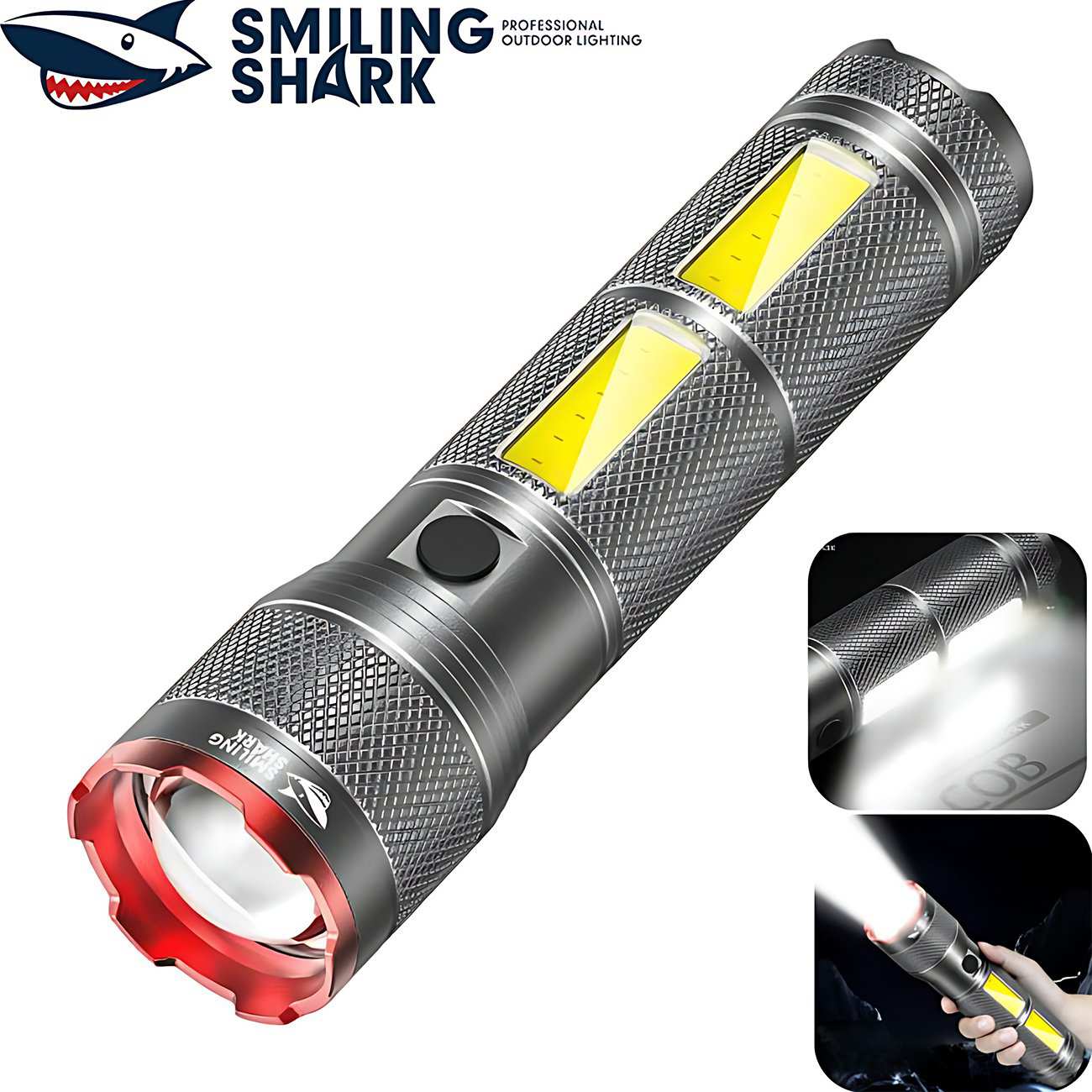 چراغ قوه دیجیتالی شارژی ضدآب و پاوربانک اسمایلینگ شارک SD-5299