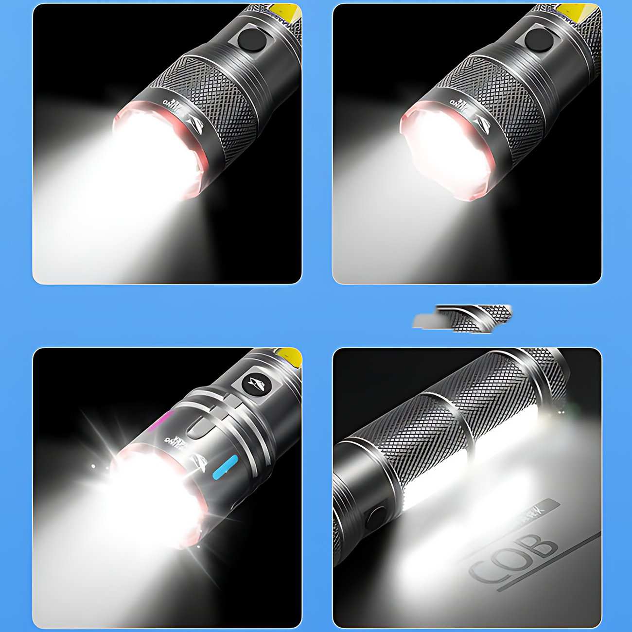 چراغ قوه دیجیتالی شارژی ضدآب و پاوربانک اسمایلینگ شارک SD-5299