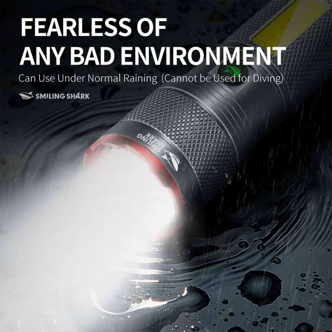چراغ قوه دیجیتالی شارژی ضدآب و پاوربانک اسمایلینگ شارک SD-5299