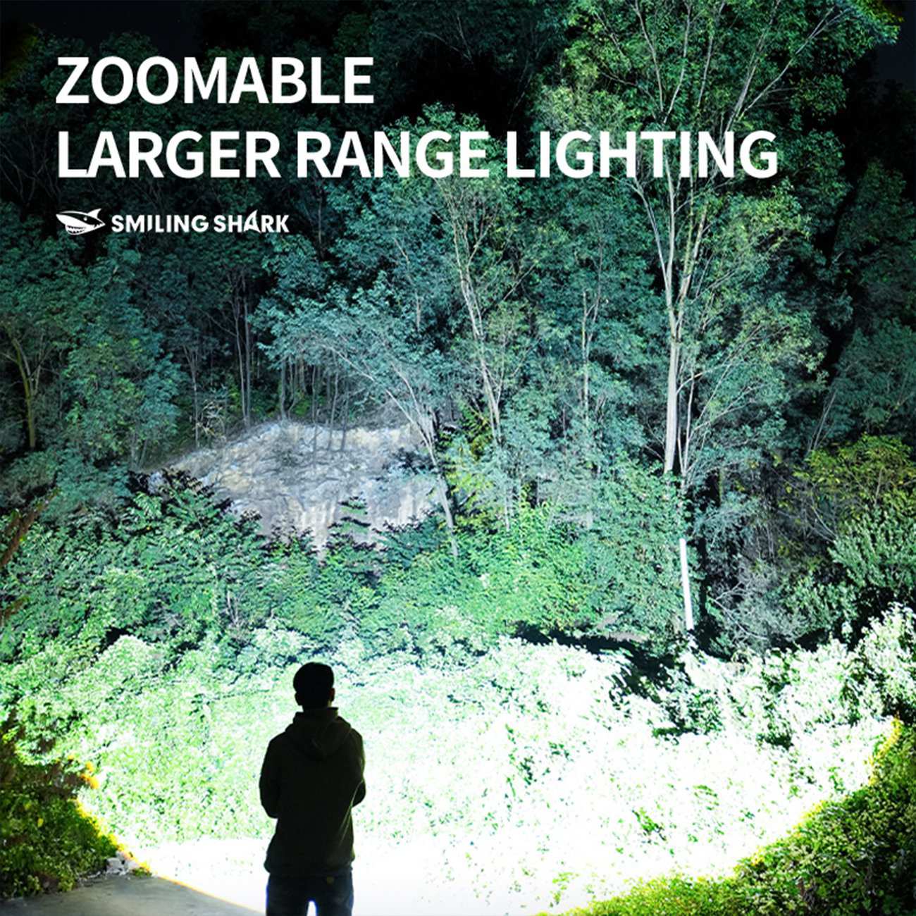 چراغ قوه دیجیتالی شارژی ضدآب و پاوربانک اسمایلینگ شارک SD-5299