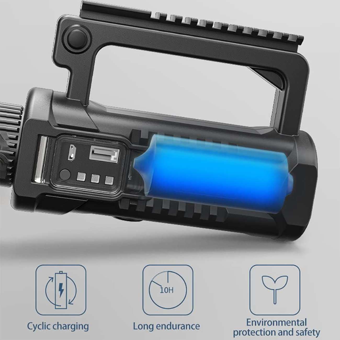 چراغ قوه شارژی و پاوربانک ضدآب اسمایلینگ شارک W591-P90