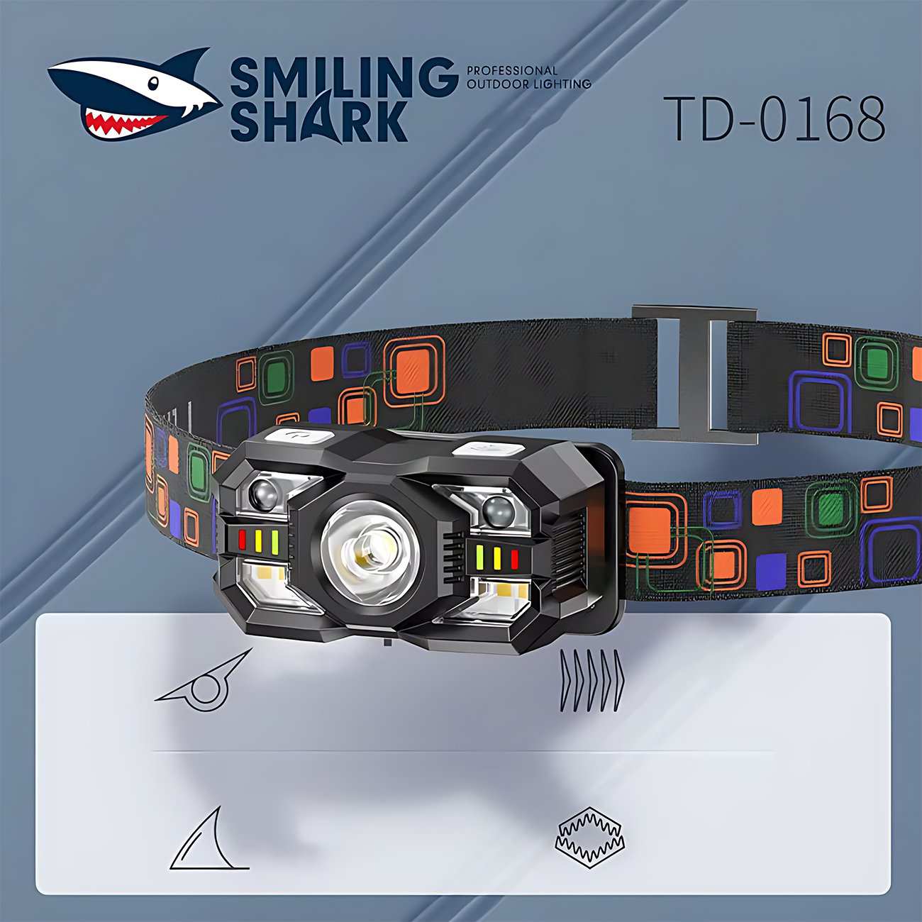 هدلایت شارژی ضدآب اسمایلینگ شارک TD-0168