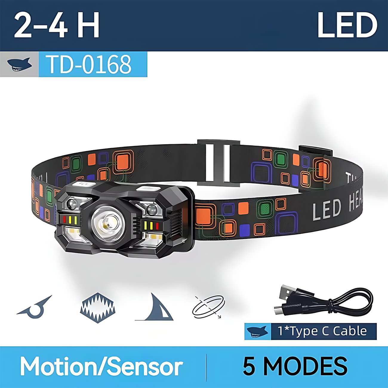 هدلایت شارژی ضدآب اسمایلینگ شارک TD-0168