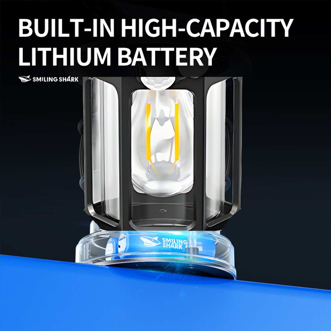 چراغ شارژی هوشمند سنسور حرکتی خورشیدی ضدآب و چراغ کمپینگ اسمایلینگ شارک LY-8286