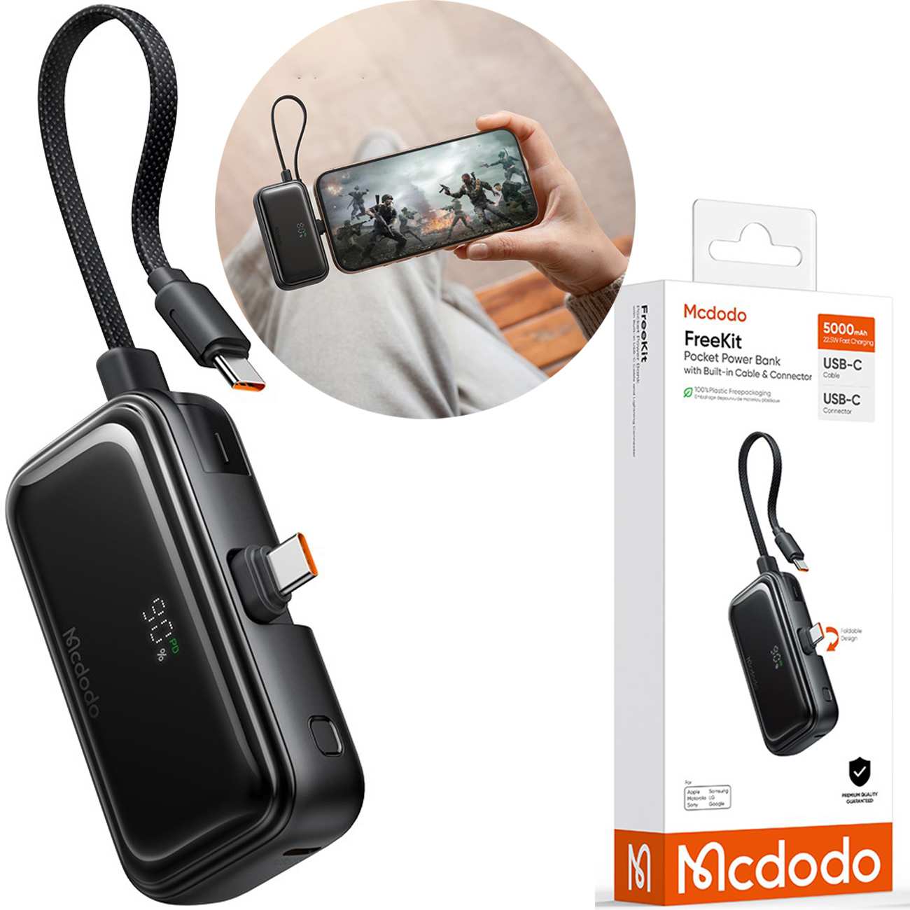 پاور بانک فست شارژ 5000 تایپ سی 22.5 وات مکدودو MC-7760