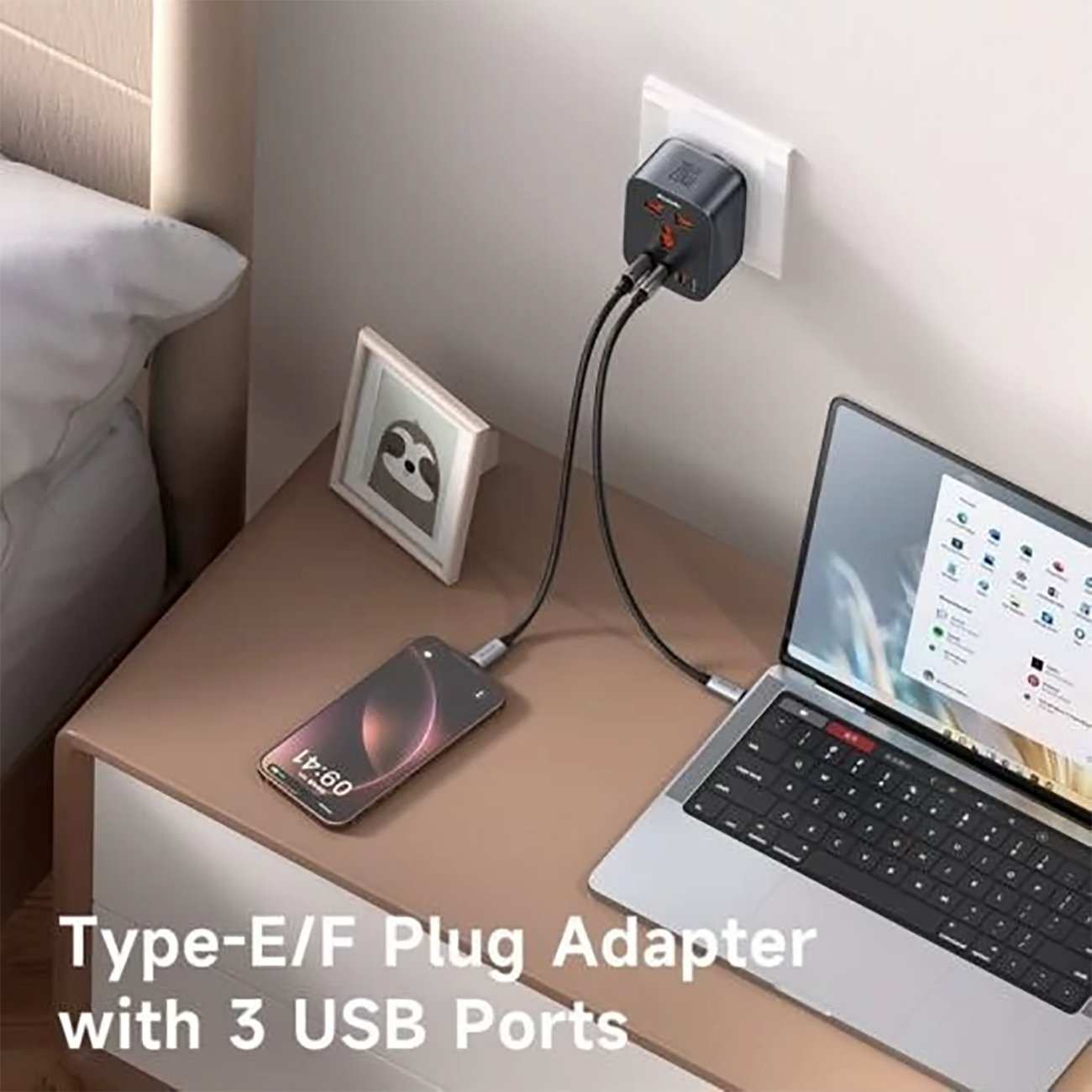 تبدیل پریز برق چندکاره و شارژر دیواری تایپ سی و USB مکدودو CP-0750