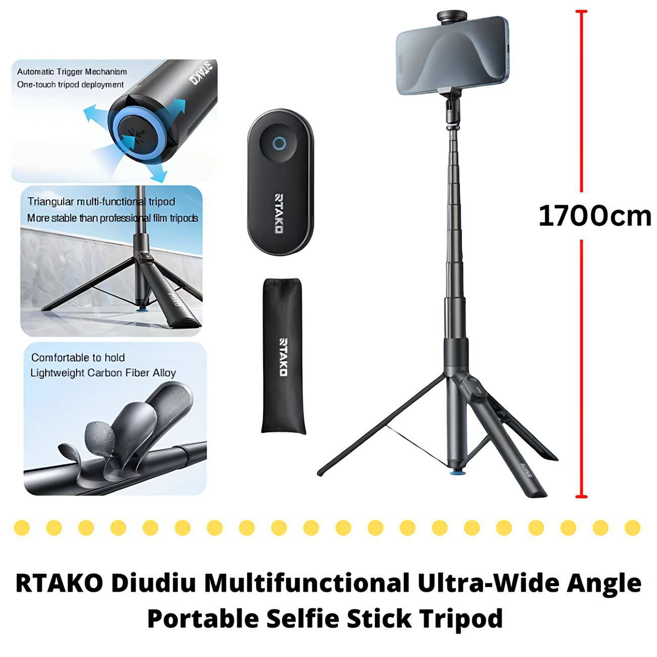 مونوپاد حرفهای شاتردار و سه پایه موبایل رتاکو RZP001-AB226