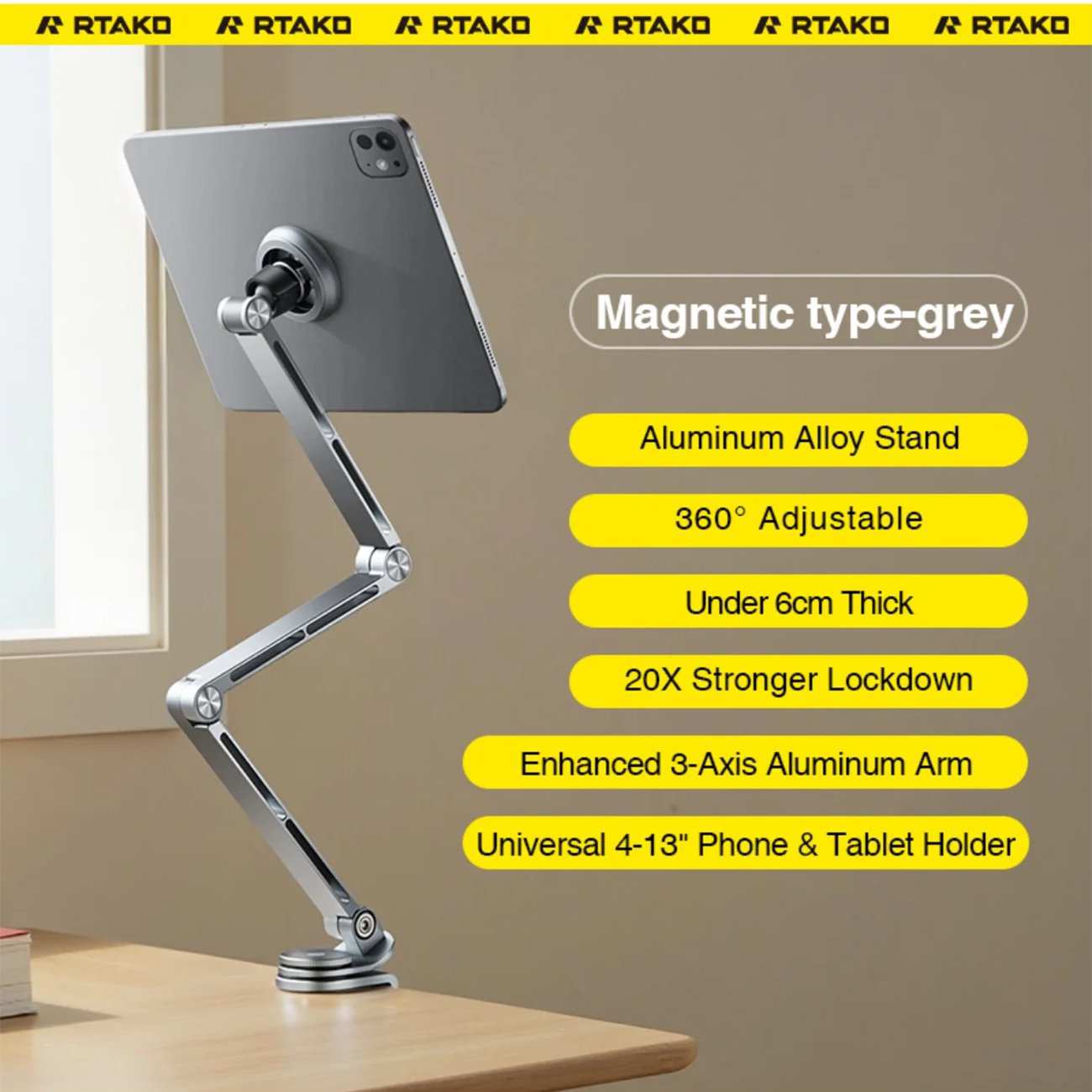 هولدر گوشی موبایل و تبلت قابل اتصال به لبه میز و تخت آرتاکو T01