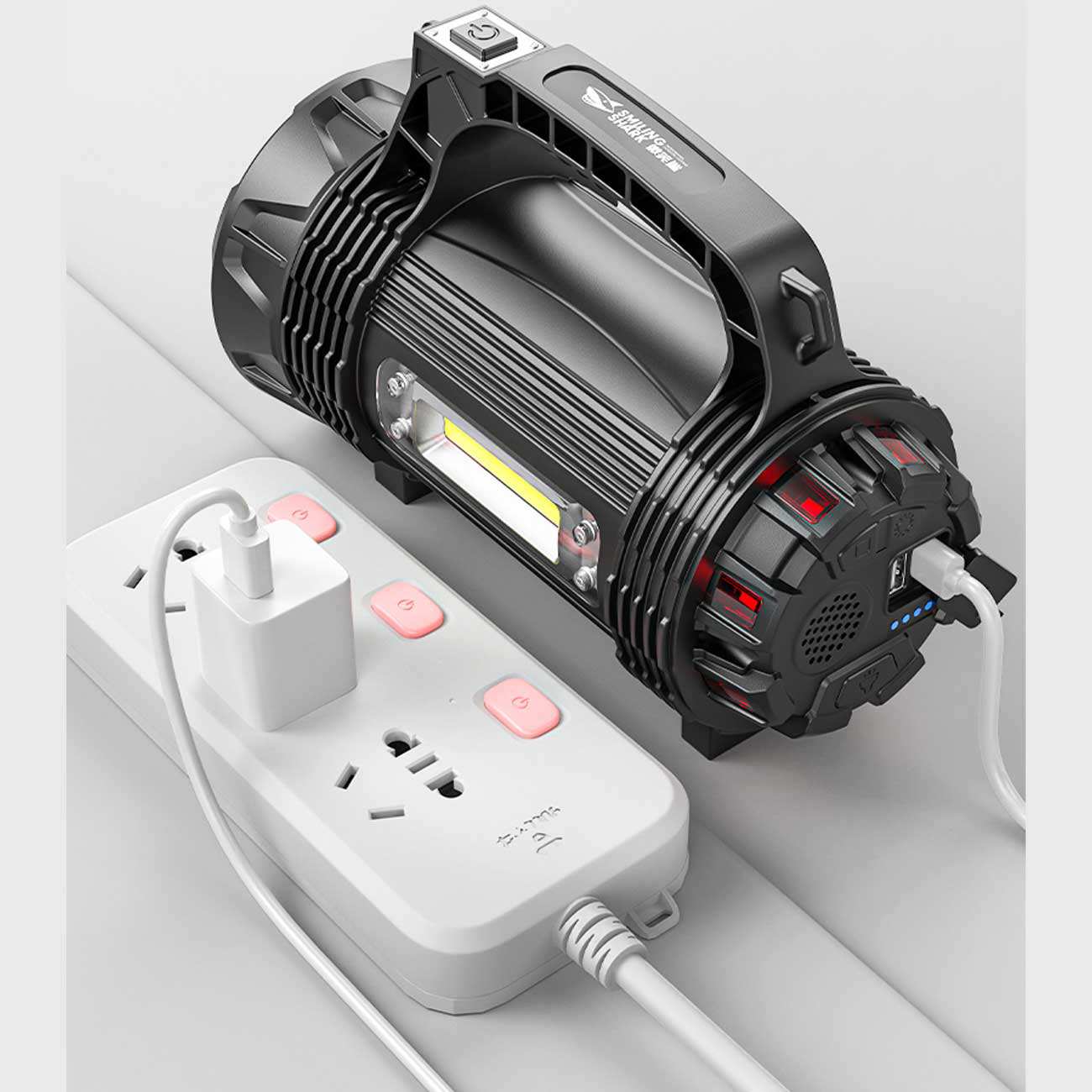 چراغ قوه ضدانفجار و ضدآب شارژی و پاوربانک اسمایلینگ شارک 887F