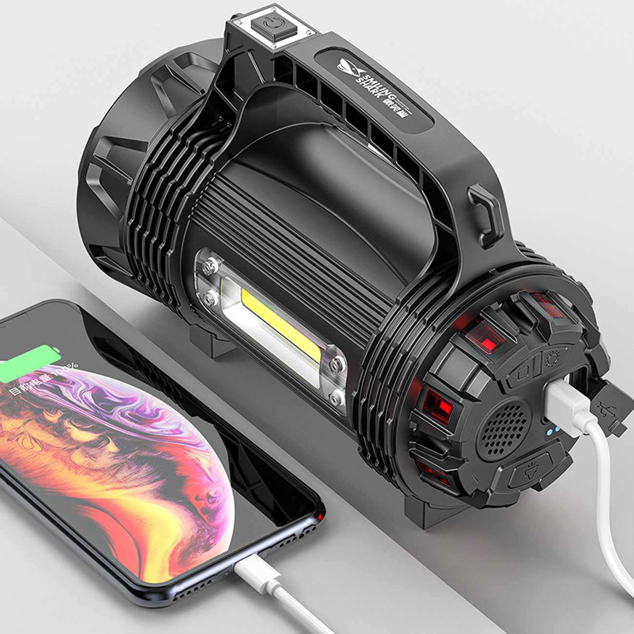 چراغ قوه ضدانفجار و ضدآب شارژی و پاوربانک اسمایلینگ شارک 887F