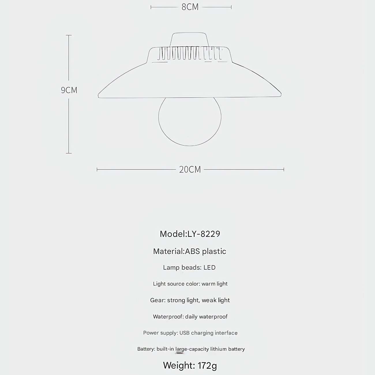 چراغ شارژی و لامپ کمپینگ ضدآب اسمایلینگ شارک LY-8229C