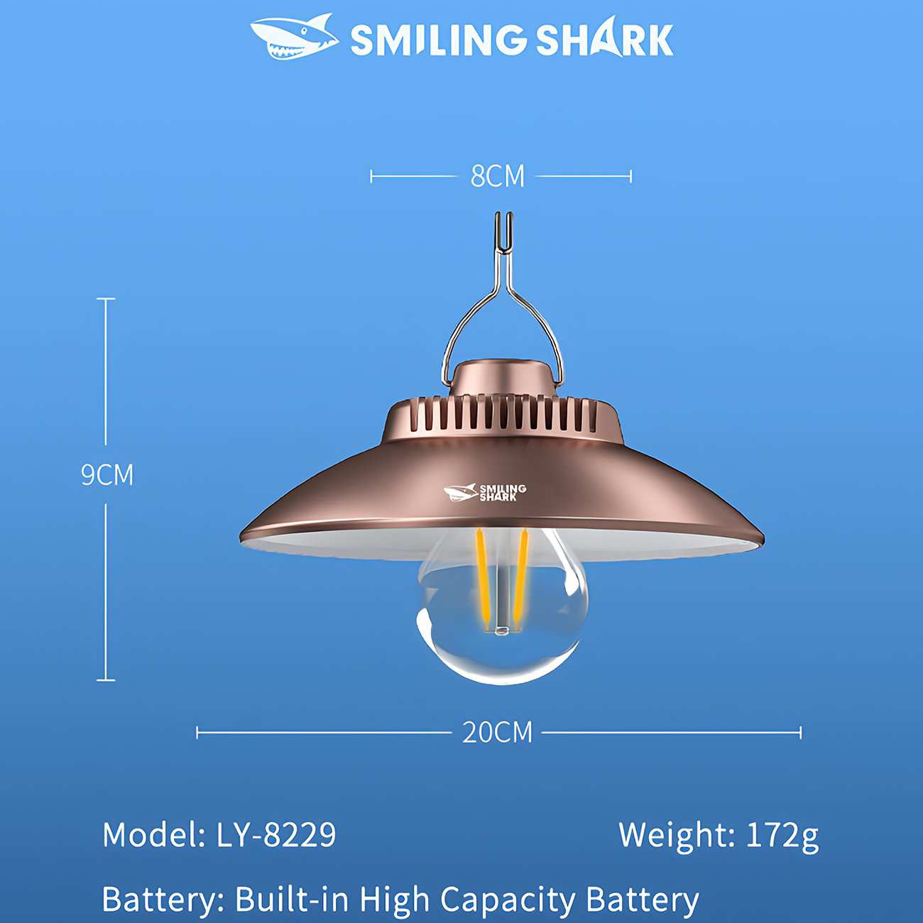 چراغ شارژی و لامپ کمپینگ ضدآب اسمایلینگ شارک LY-8229C