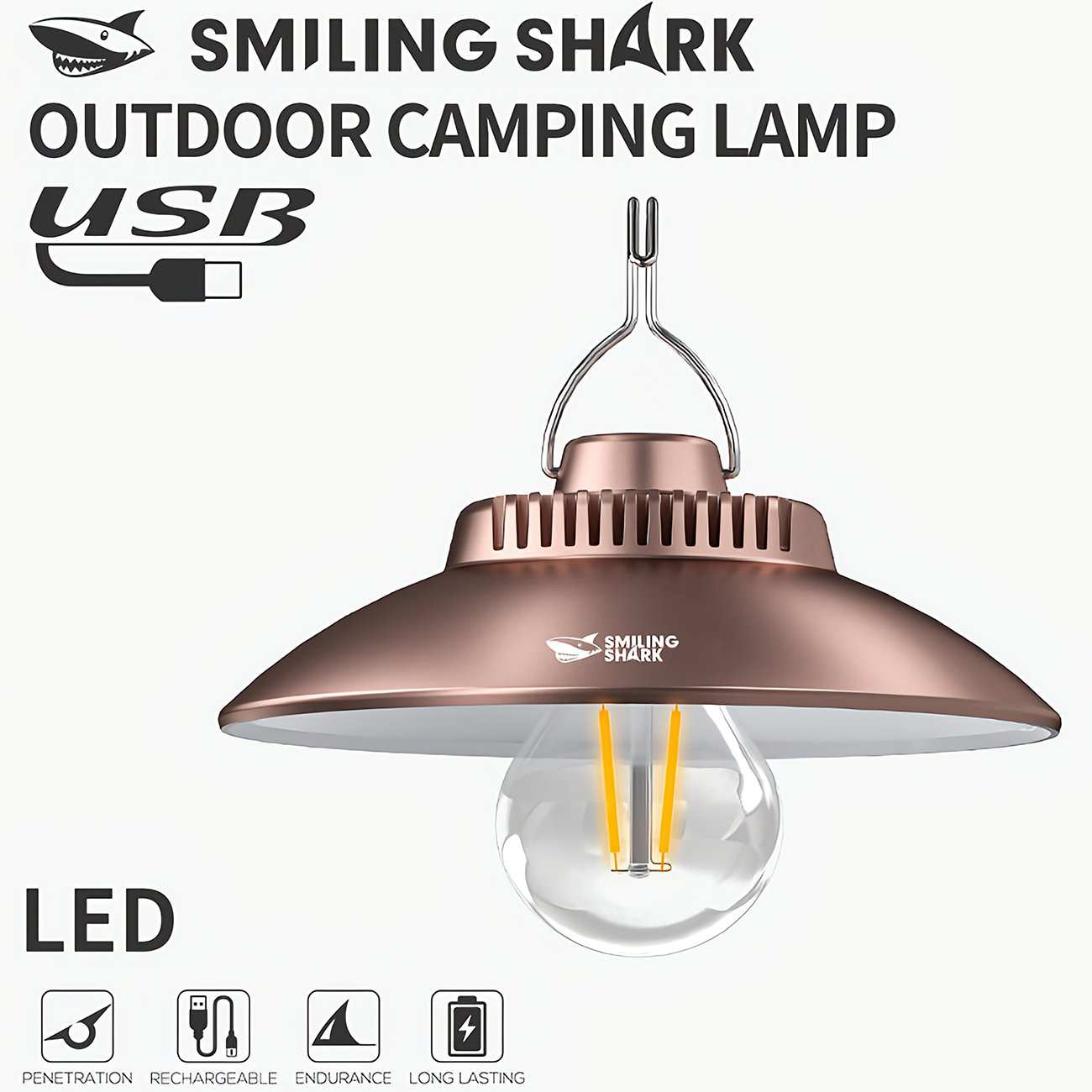 چراغ شارژی و لامپ کمپینگ ضدآب اسمایلینگ شارک LY-8229C