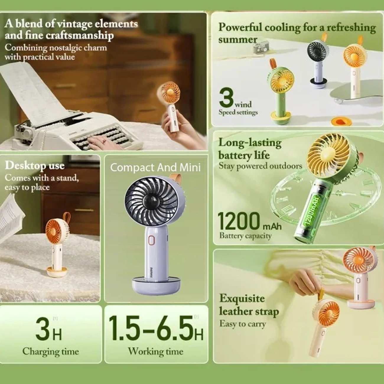 پنکه شارژی رومیزی و قابل حمل ریمکس RS-SF05