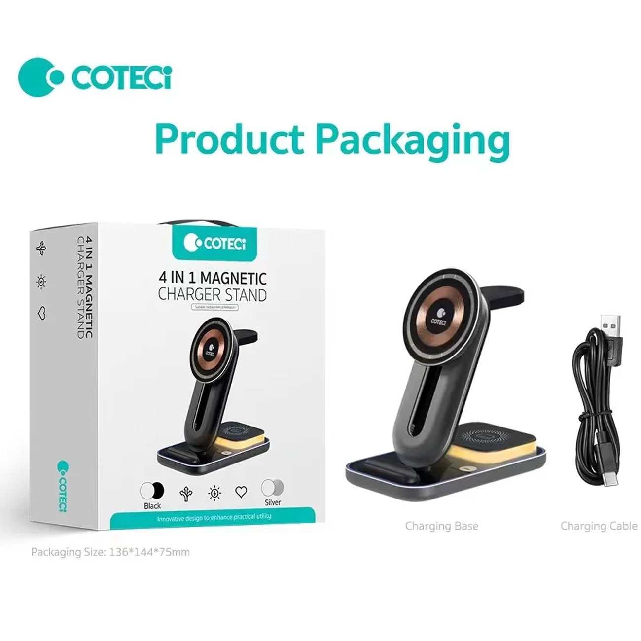 استند شارژ وایرلس چند کاره مگسیف 15 وات کوتسی BS-003