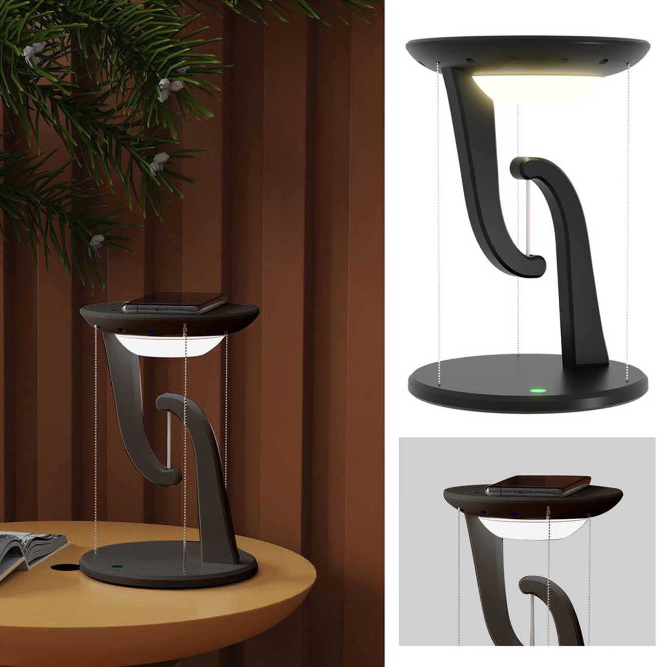 چراغ مطالعه LED رومیزی هوشمند و شارژر بیسیم