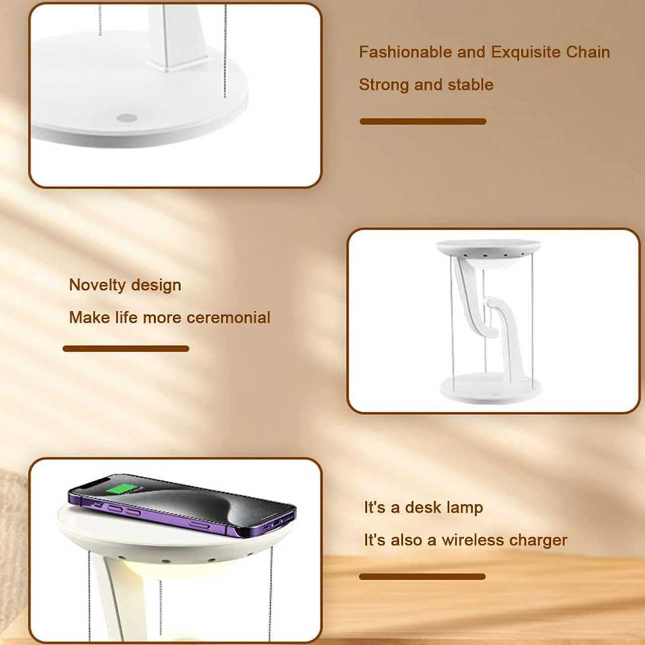 چراغ مطالعه LED رومیزی هوشمند و شارژر بیسیم