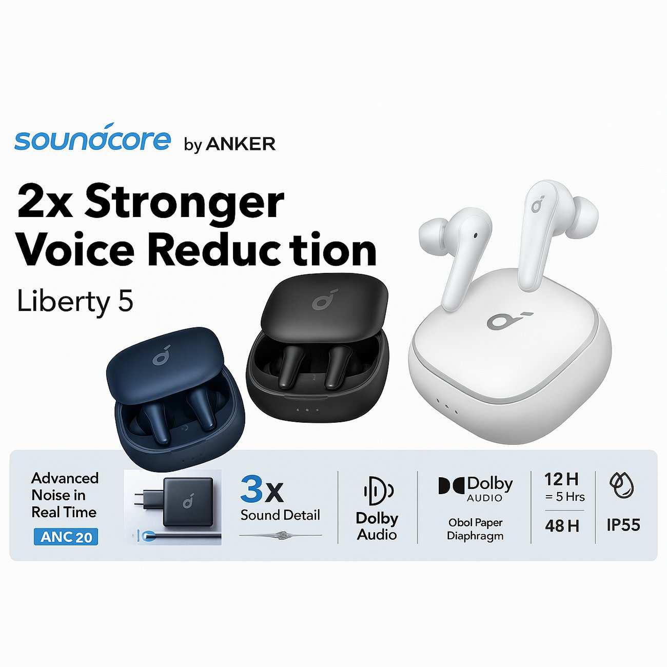 هندزفری بلوتوثی 5.4 ضدآب نویز کنسلینگ ساندکور انکر A3957P21