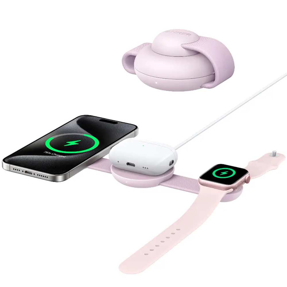 شارژر بیسیم تاشوی گوشی موبایل، ایرپاد و اپلواچ 15 وات انکر B25M8