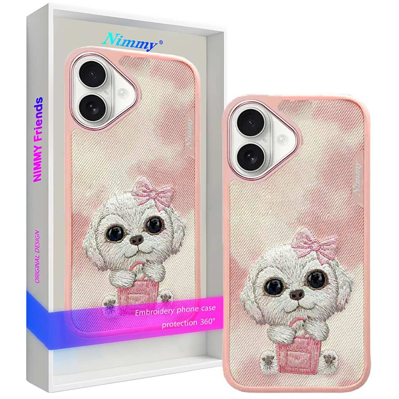 قاب مگسیف گوشی آیفون 16 N-XDY طرح سگ بامزه گلدوزی شده