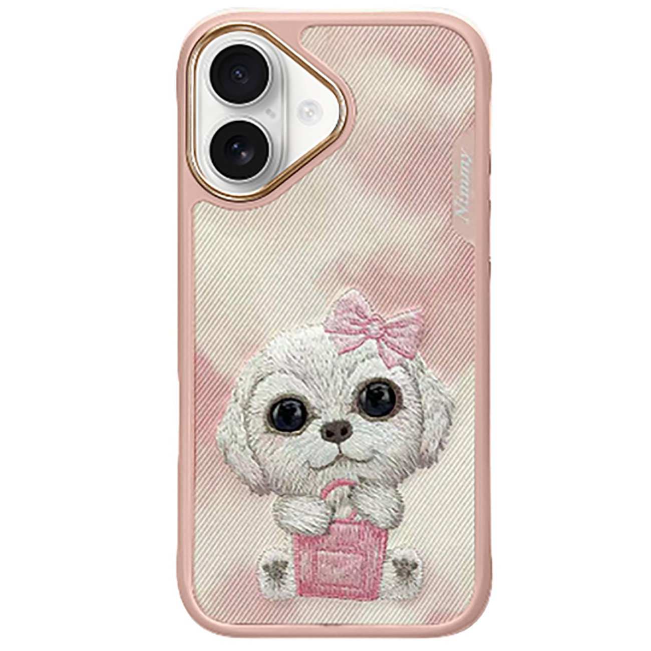 قاب مگسیف گوشی آیفون 16 N-XDY طرح سگ بامزه گلدوزی شده