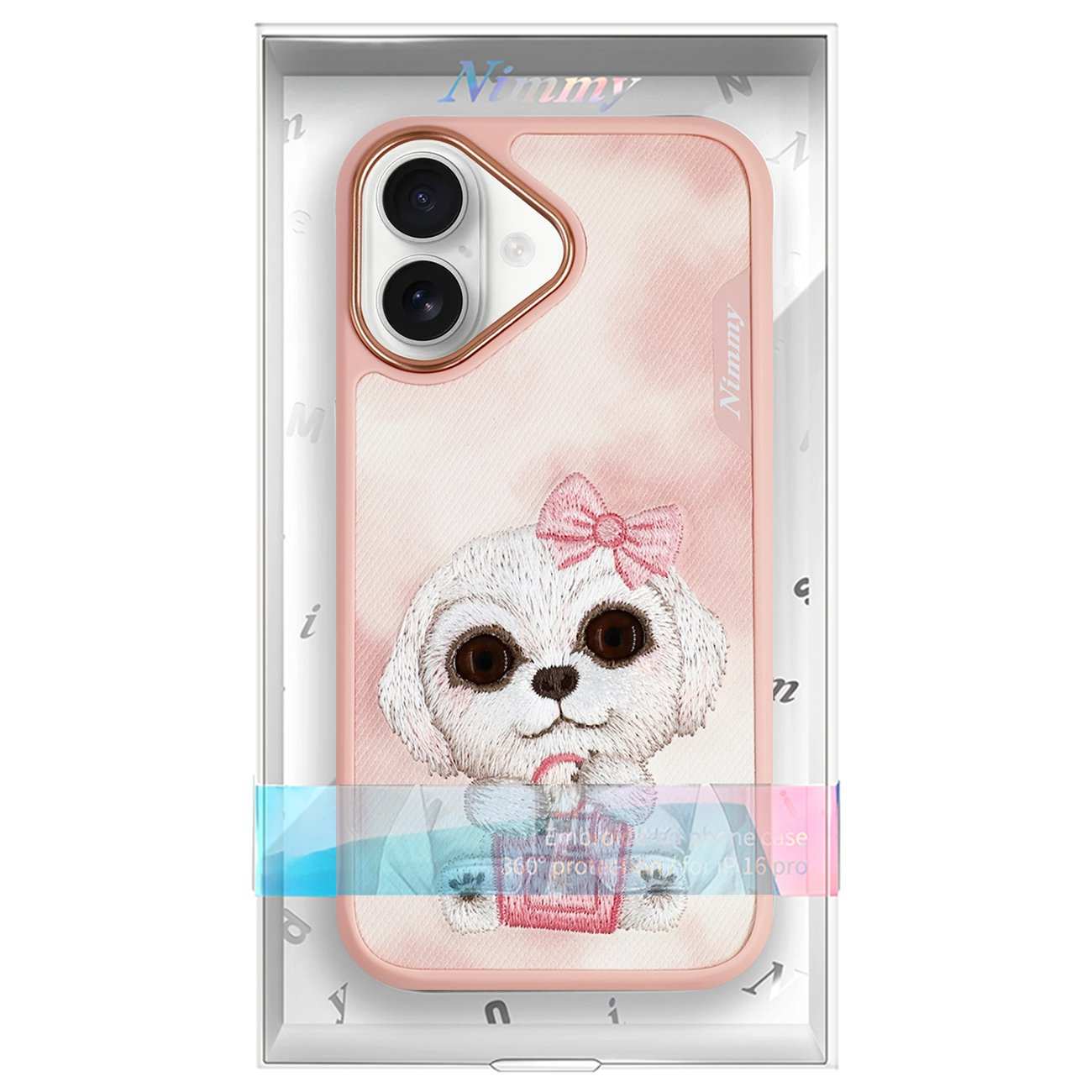 قاب مگسیف گوشی آیفون 16 N-XDY طرح سگ بامزه گلدوزی شده