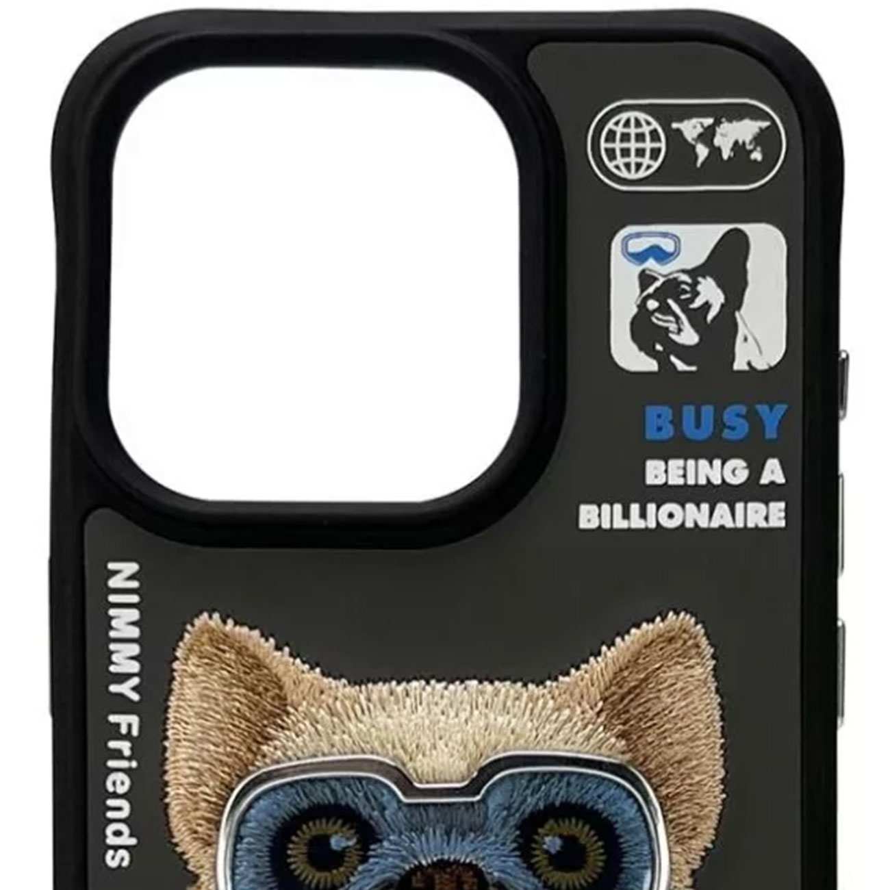 قاب گوشی آیفون 16 پرومکس طرح سگ عینکی با زیپ واقعی و استایل بینظیر نیمی IP16-PRO-MAX-01