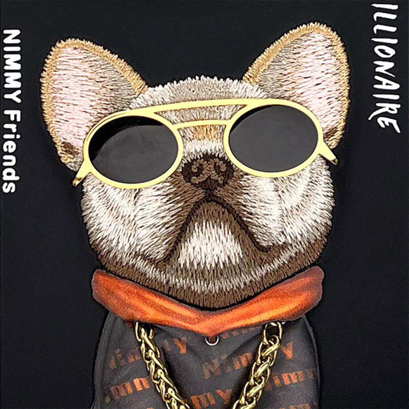 قاب گوشی آیفون 16 پرومکس طرح سگ عینکی با گردنبند واقعی و استایل بینظیر نیمی YJ202101