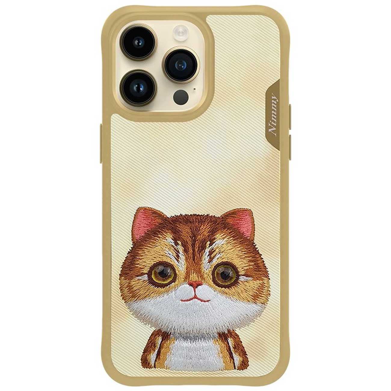 قاب محافظ گوشی آیفون 16 پرومکس طرح گربه با چشم متحرک نیمی