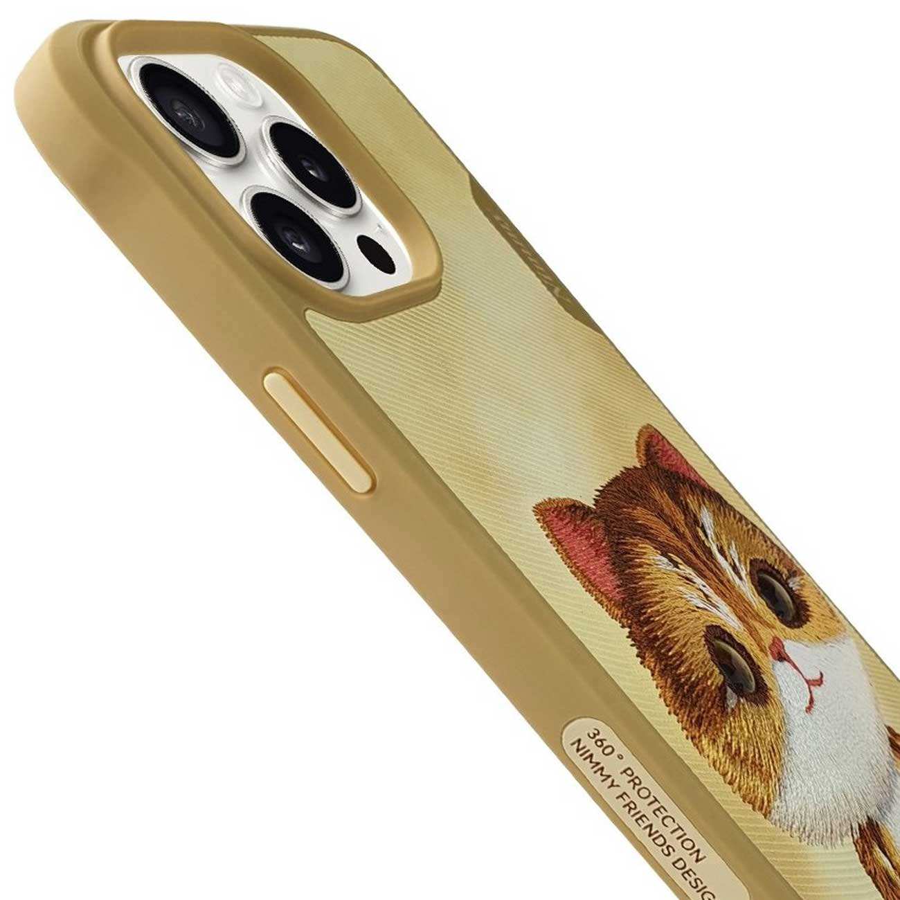 قاب محافظ گوشی آیفون 16 پرومکس طرح گربه با چشم متحرک نیمی