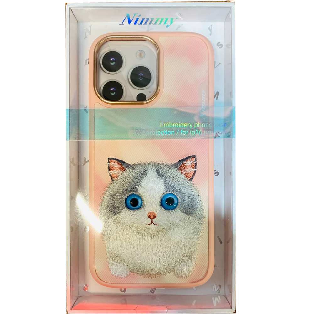قاب گوشی آیفون 16 پرومکس طرح گربه ملوس با چشم متحرک نیمی 07