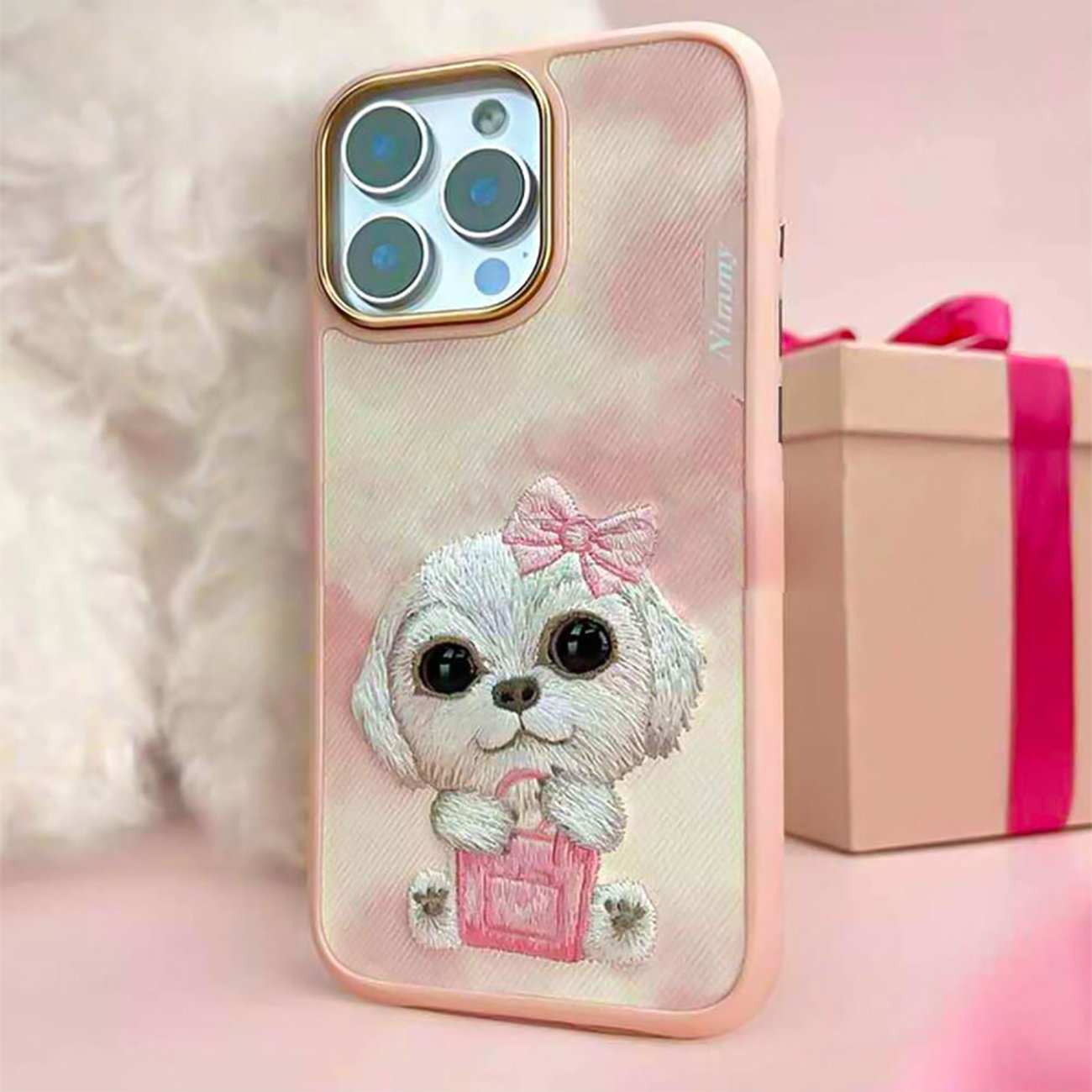 قاب مگسیف گوشی آیفون 16 پرومکس N-XDY طرح سگ بامزه گلدوزی شده